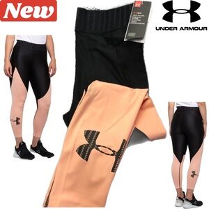 🛑CLEARANCE‼️ 🆕 Under Armour HeatGear® Ankle Crop Leggings peach & black